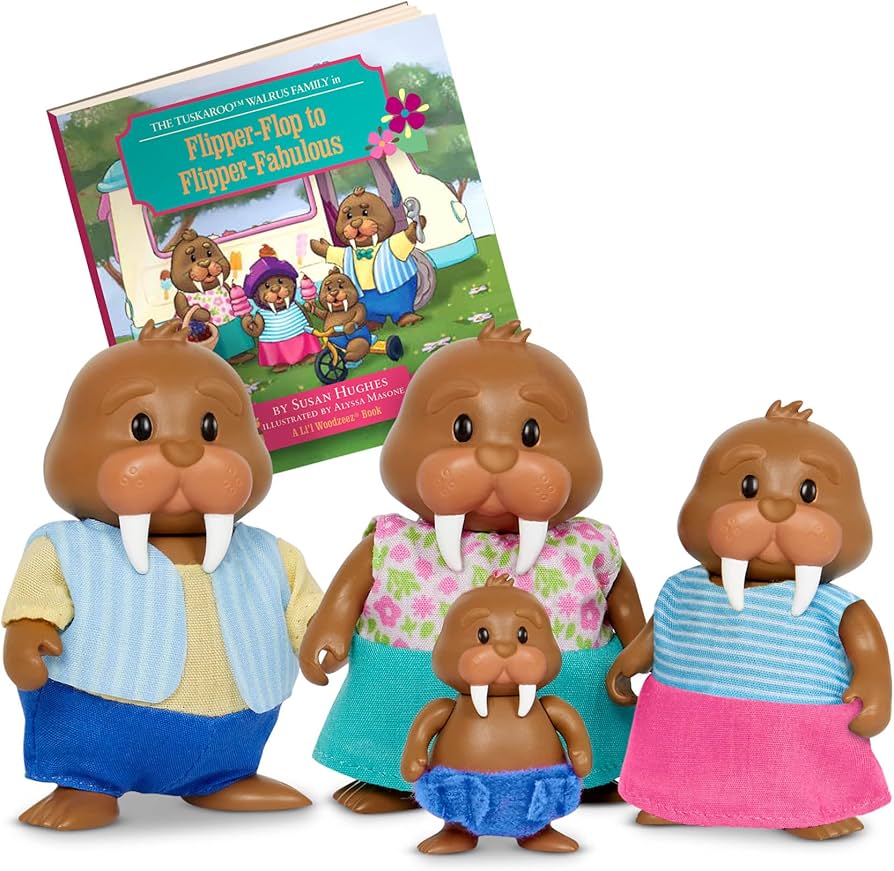 Li'l Woodzeez – Tuskaroo Walrus Family – Set of 4 Collectible